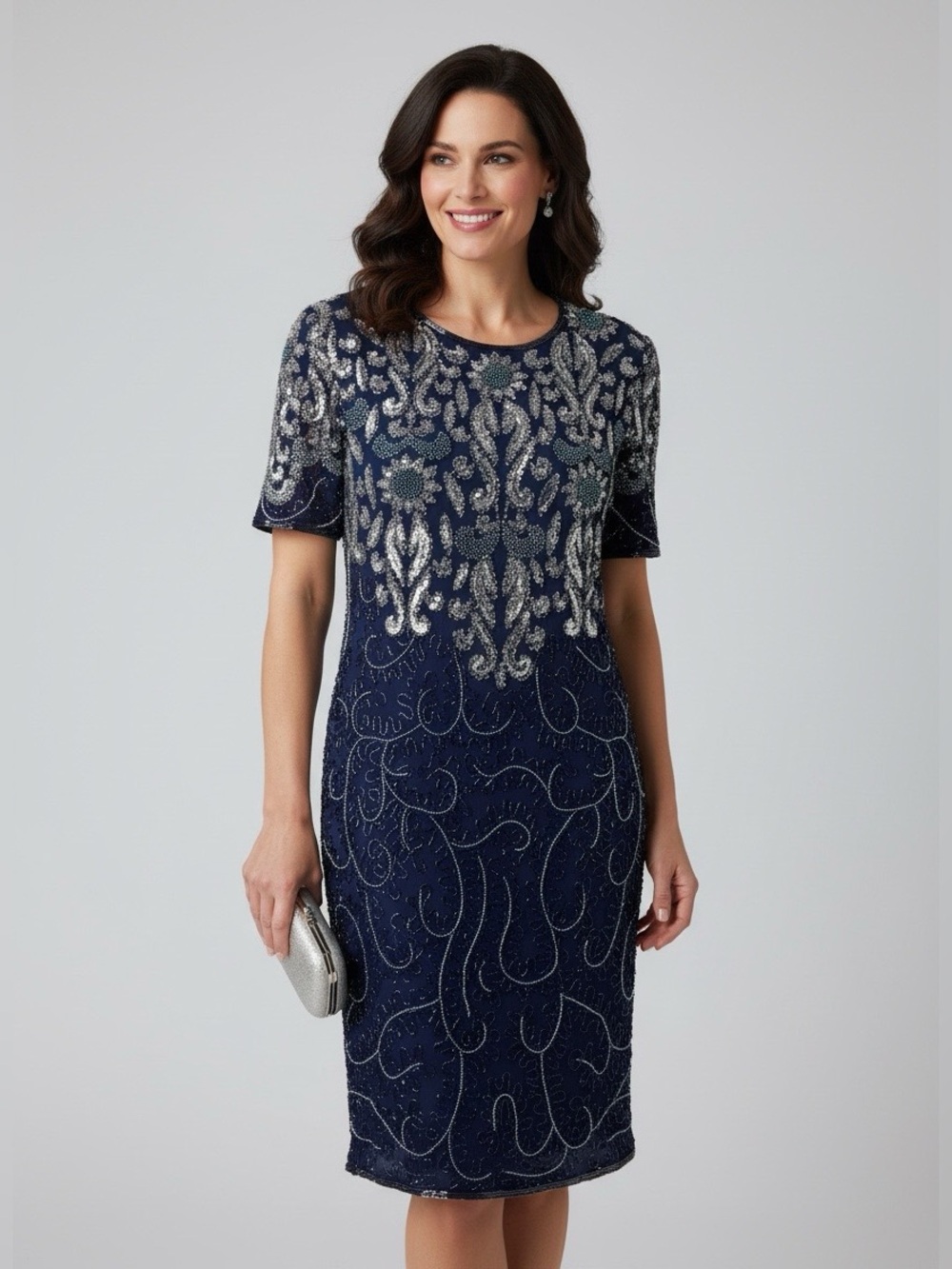 Vintage Night Vogue Sequinned Beaded Evening Dress